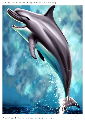 AI (Artificial Intelligence) A4 Beautiful Fantasy Picture of a Dolphin in the Air