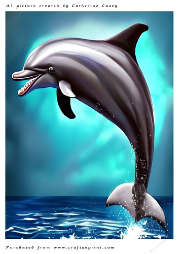 AI (Artificial Intelligence) A4 Beautiful Fantasy Picture of a Dolphin in the Air