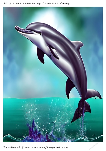 AI (Artificial Intelligence) A4 Beautiful Fantasy Picture of a Dolphin in the Air