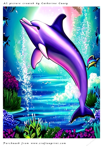 AI (Artificial Intelligence) A4 Beautiful Fantasy Picture of a Dolphin in the Air