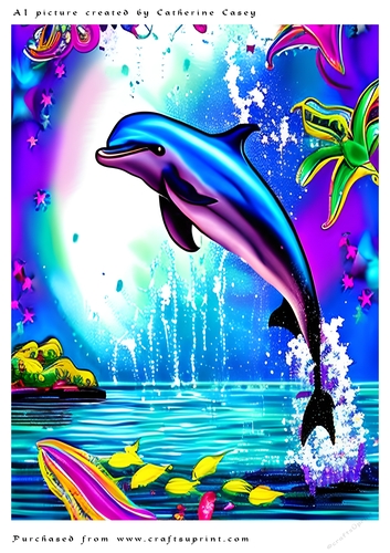 AI (Artificial Intelligence) A4 Beautiful Fantasy Picture of a Dolphin in the Air