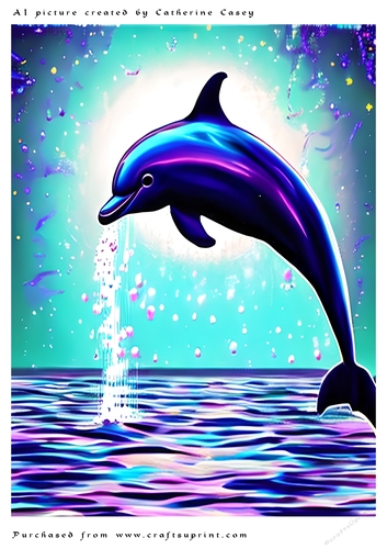 AI (Artificial Intelligence) A4 Beautiful Fantasy Picture of a Dolphin in the Air