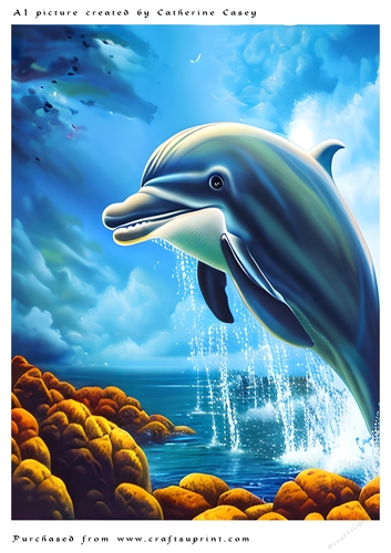 AI (Artificial Intelligence) A4 Beautiful Fantasy Picture of a Dolphin in the Air