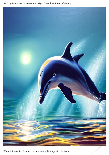 AI (Artificial Intelligence) A4 Beautiful Fantasy Picture of a Dolphin in the Air