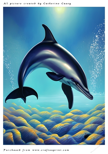 AI (Artificial Intelligence) A4 Beautiful Fantasy Picture of a Dolphin in the Air
