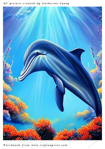 AI (Artificial Intelligence) A4 Beautiful Fantasy Picture of a Dolphin in the Air