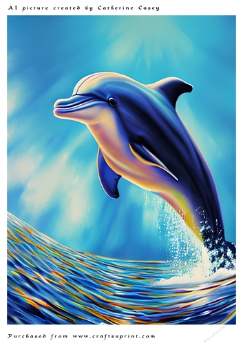 AI (Artificial Intelligence) A4 Beautiful Fantasy Picture of a Dolphin in the Air