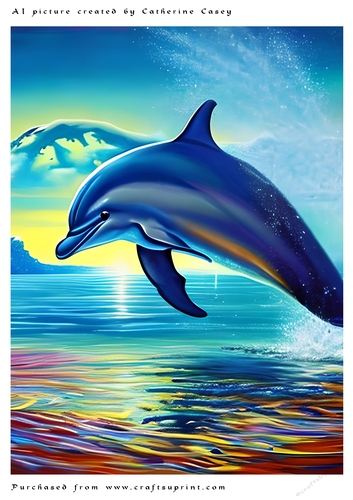 AI (Artificial Intelligence) A4 Beautiful Fantasy Picture of a Dolphin in the Air