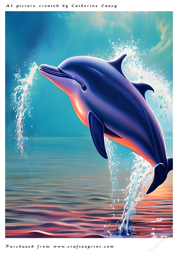 AI (Artificial Intelligence) A4 Beautiful Fantasy Picture of a Dolphin in the Air