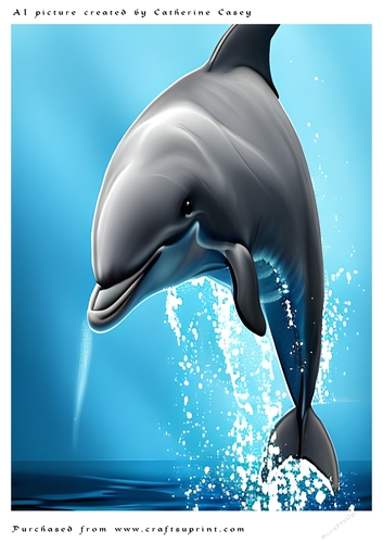 AI (Artificial Intelligence) A4 Beautiful Fantasy Picture of a Dolphin in the Air