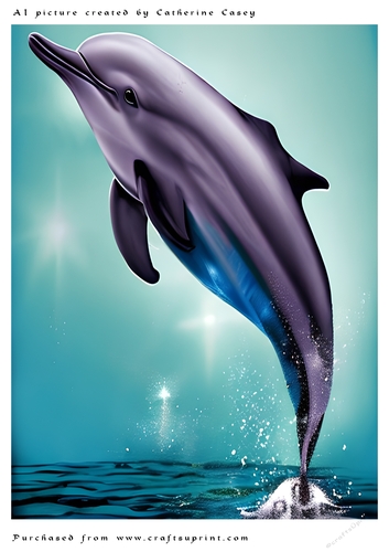 AI (Artificial Intelligence) A4 Beautiful Fantasy Picture of a Dolphin in the Air