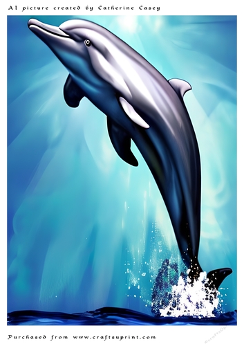 AI (Artificial Intelligence) A4 Beautiful Fantasy Picture of a Dolphin in the Air