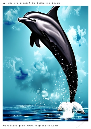 AI (Artificial Intelligence) A4 Beautiful Fantasy Picture of a Dolphin in the Air