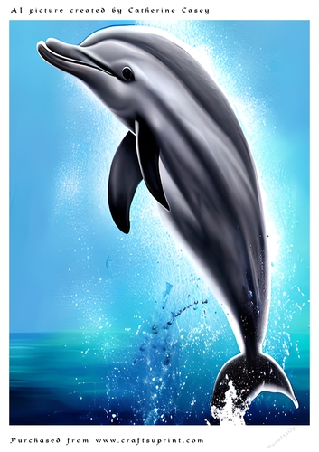 AI (Artificial Intelligence) A4 Beautiful Fantasy Picture of a Dolphin in the Air