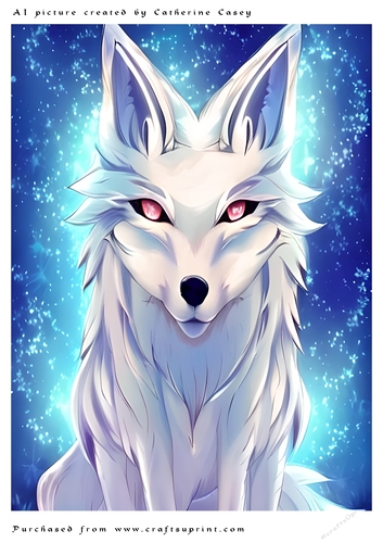 AI (Artificial Intelligence) A4 Beautiful Fantasy Picture of an Arctic Fox