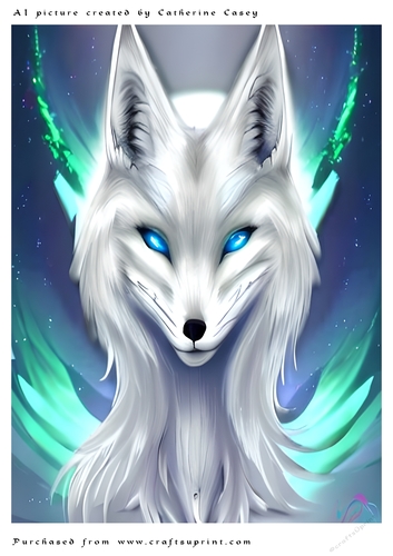 AI (Artificial Intelligence) A4 Beautiful Fantasy Picture of an Arctic Fox