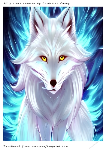 AI (Artificial Intelligence) A4 Beautiful Fantasy Picture of an Arctic Fox