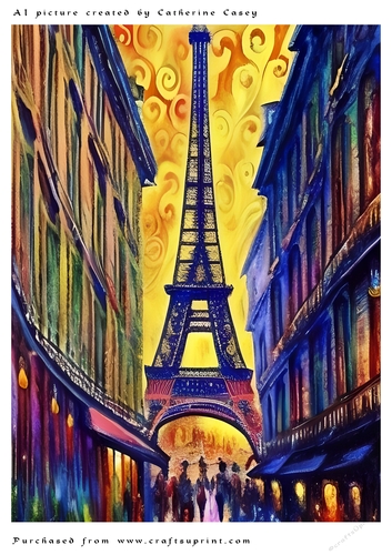 AI (Artificial Intelligence) A4 Beautiful Fantasy Picture of a Paris Building