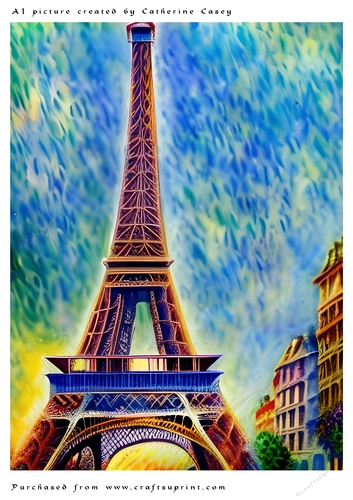 AI (Artificial Intelligence) A4 Beautiful Fantasy Picture of a Paris Building