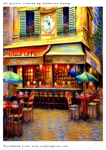 AI (Artificial Intelligence) A4 Beautiful Fantasy Picture of a Paris Shop Front
