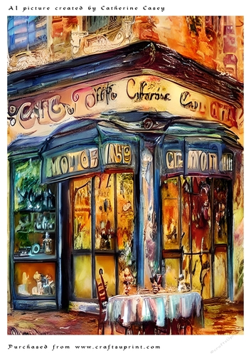 AI (Artificial Intelligence) A4 Beautiful Fantasy Picture of a Paris Shop Front