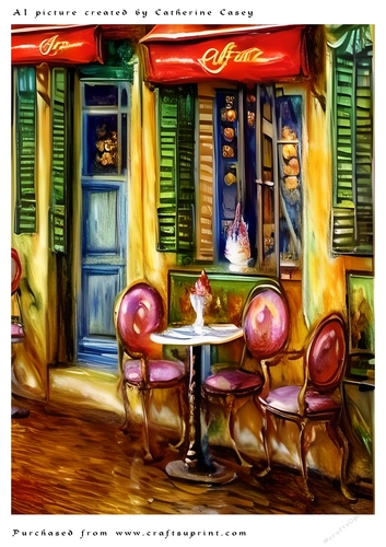 AI (Artificial Intelligence) A4 Beautiful Fantasy Picture of a Paris Shop Front