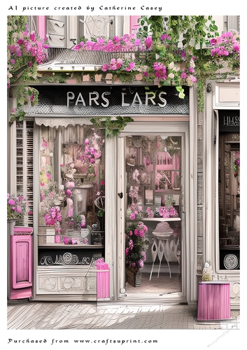 AI (Artificial Intelligence) A4 Beautiful Fantasy Picture of a Paris Shop Front