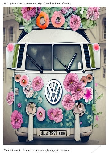 AI (Artificial Intelligence) A4 Beautiful Fantasy Picture of a Vintage Camper Van