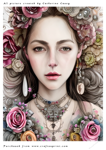 AI (Artificial Intelligence) A4 Beautiful Fantasy Picture of a Stunning Lady