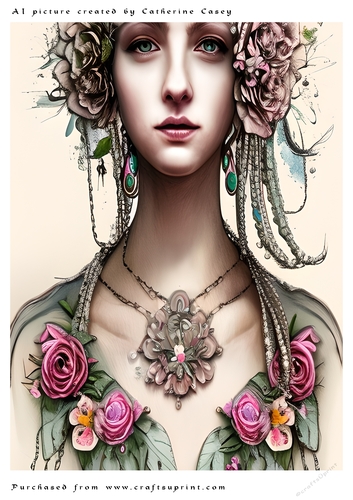 AI (Artificial Intelligence) A4 Beautiful Fantasy Picture of a Stunning Lady