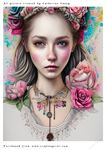 AI (Artificial Intelligence) A4 Beautiful Fantasy Picture of a Stunning Lady