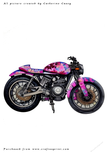 AI (Artificial Intelligence) A4 Beautiful Fantasy Picture of a Motorcycle