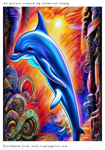 AI (Artificial Intelligence) A4 Beautiful Fantasy Picture of a Dolphin