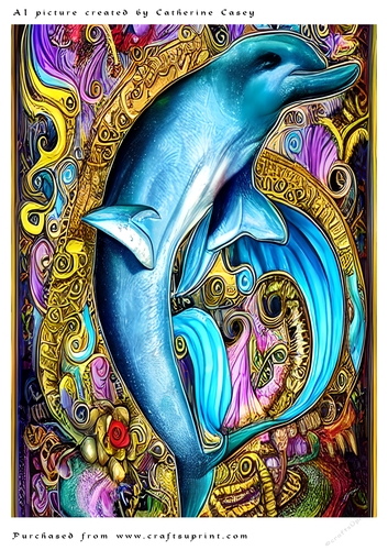 AI (Artificial Intelligence) A4 Beautiful Fantasy Picture of a Dolphin