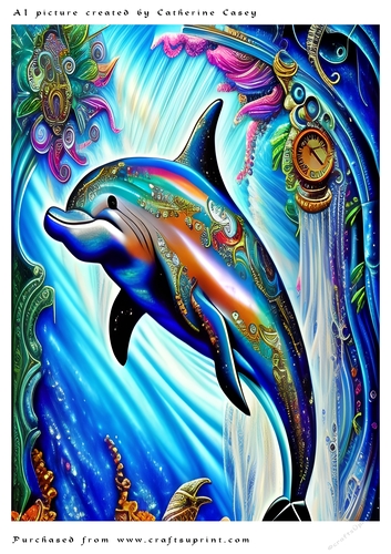 AI (Artificial Intelligence) A4 Beautiful Fantasy Picture of a Dolphin
