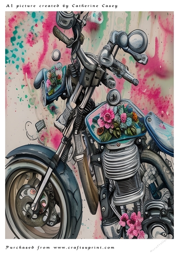 AI (Artificial Intelligence) A4 Beautiful Fantasy Picture of a Motorcyce