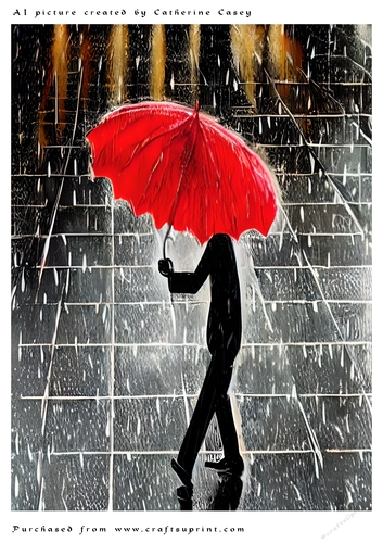 AI (Artificial Intelligence) A4 Beautiful Fantasy Picture of a Man in the Rain