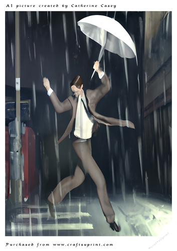 AI (Artificial Intelligence) A4 Beautiful Fantasy Picture of a Man singing in the Rain