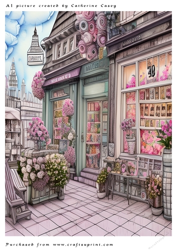 AI (Artificial Intelligence) A4 Beautiful Fantasy Picture of a Shop Front
