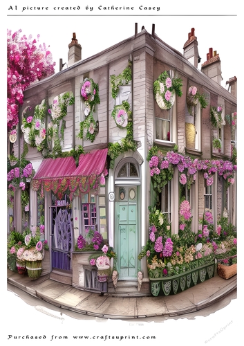 AI (Artificial Intelligence) A4 Beautiful Fantasy Picture of a Shop Front