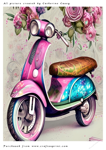 AI (Artificial Intelligence) A4 Beautiful Fantasy Picture of a Scooter