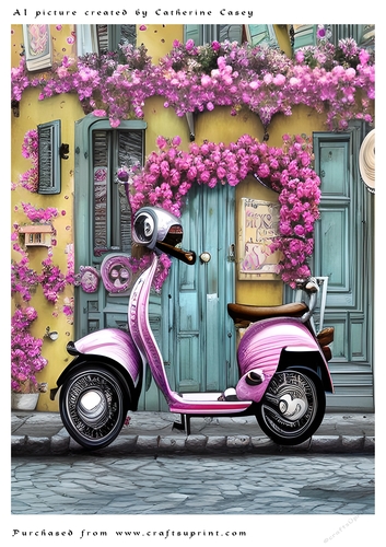 AI (Artificial Intelligence) A4 Beautiful Fantasy Picture of a Scooter