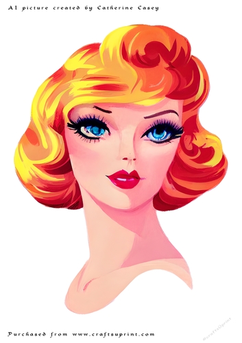 AI (Artificial Intelligence) A4 Beautiful Fantasy Picture of a headshot of a Vintage Lady