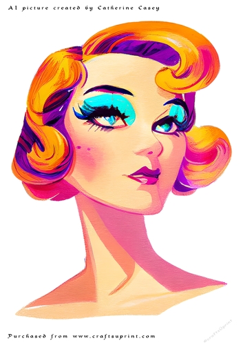 AI (Artificial Intelligence) A4 Beautiful Fantasy Picture of a headshot of a Vintage Lady