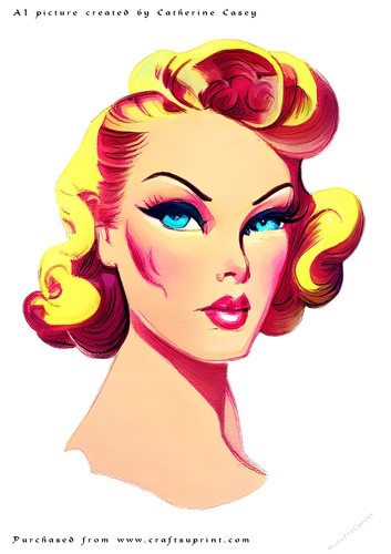 AI (Artificial Intelligence) A4 Beautiful Fantasy Picture of a headshot of a Vintage Lady