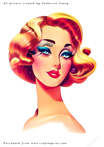AI (Artificial Intelligence) A4 Beautiful Fantasy Picture of a headshot of a Vintage Lady
