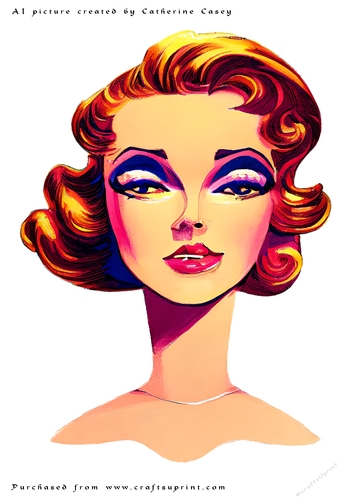 AI (Artificial Intelligence) A4 Beautiful Fantasy Picture of a headshot of a Vintage Lady