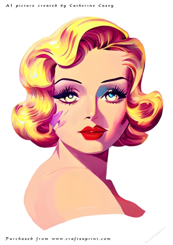 AI (Artificial Intelligence) A4 Beautiful Fantasy Picture of a headshot of a Vintage Lady