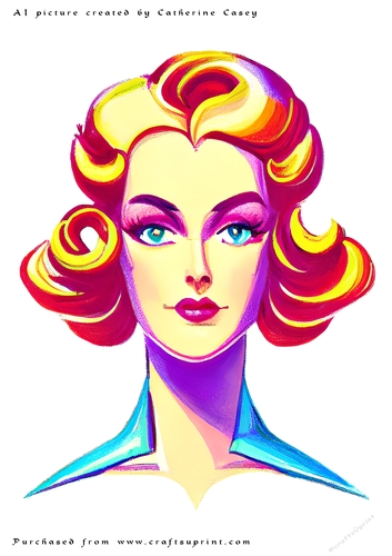 AI (Artificial Intelligence) A4 Beautiful Fantasy Picture of a headshot of a Vintage Lady
