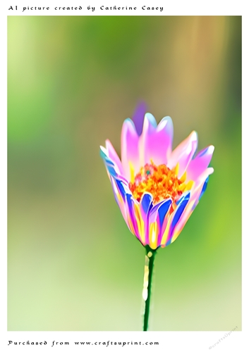 AI (Artificial Intelligence) A4 Beautiful Fantasy Picture of Single Pink Flower
